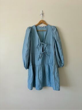 & Other Stories Light Blue Paris Tie Front Dress